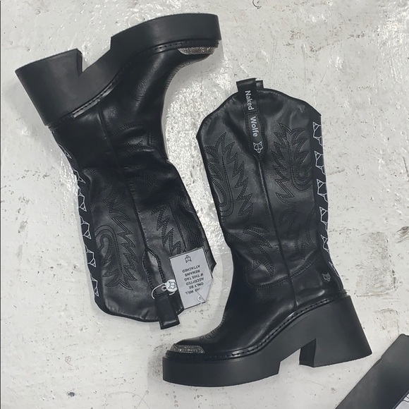 white platform cowboy boots